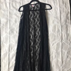 Boho black lace duster